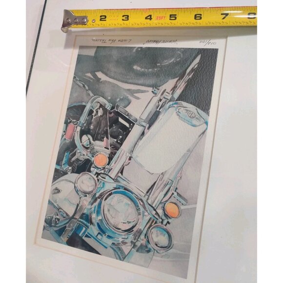 White Harley Art Print Linda Van Tassell Framed 14x11 Signed #12/100 9.75x7" - Picture 11 of 11